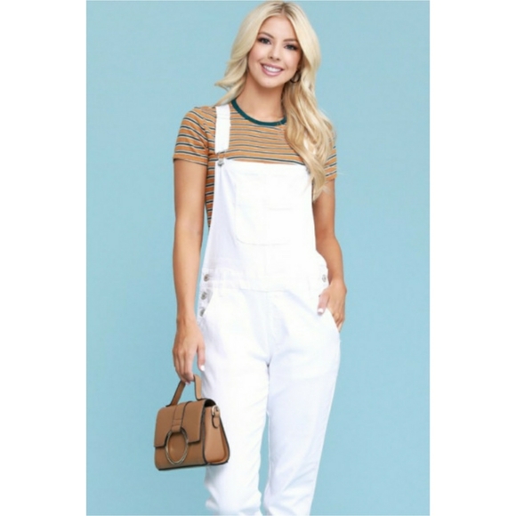 S M L XL White Relaxed Fit Overall - Picture 2 of 8